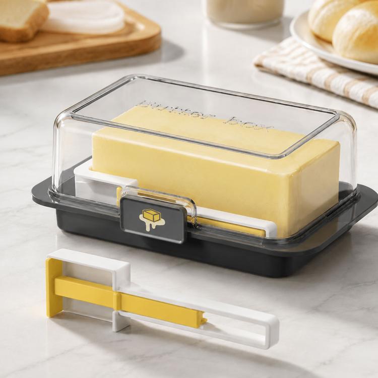 Easy Butter Cutter & Keeper with Lid Includes Convenient Measuring Spoon for Perfect Slices & Portions