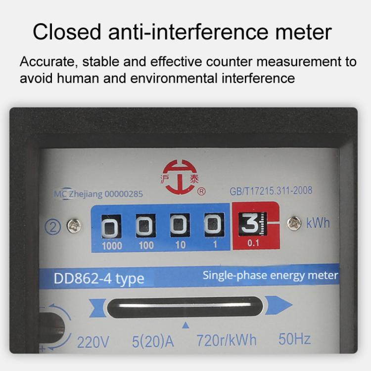 Hutai Home Use Single-Phase Mechanical Electricity Meter High Precision Energy Meter, 5-20A, 10-40A, 15-60A, 20-80A, 30-100A