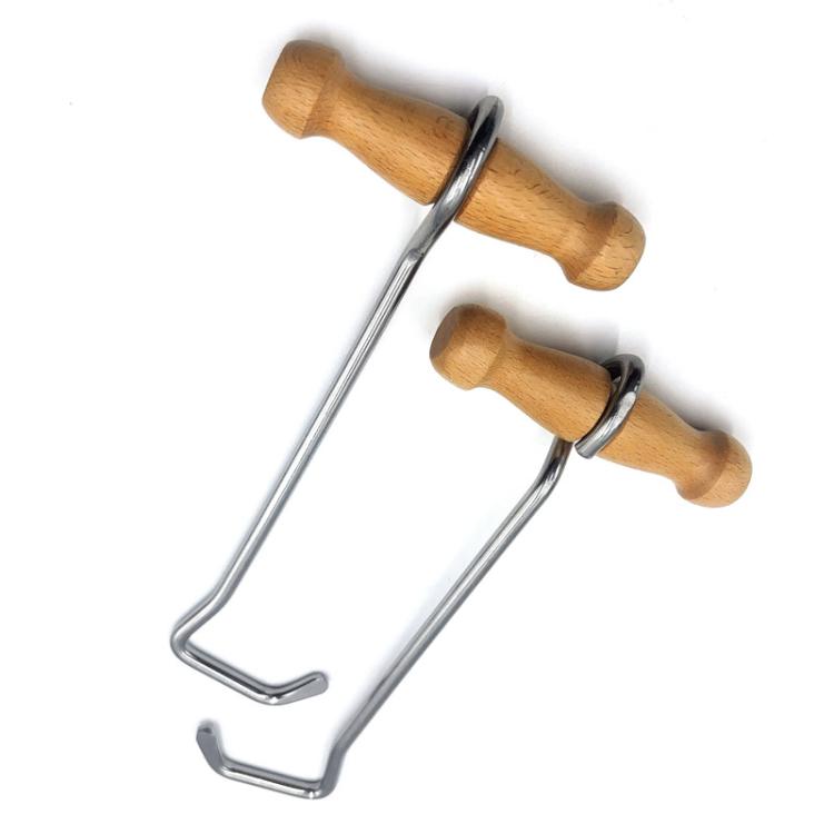 Wood-Handled Cowboy Boot Hook Stainless Steel Boot Horn, 21cm, 36cm