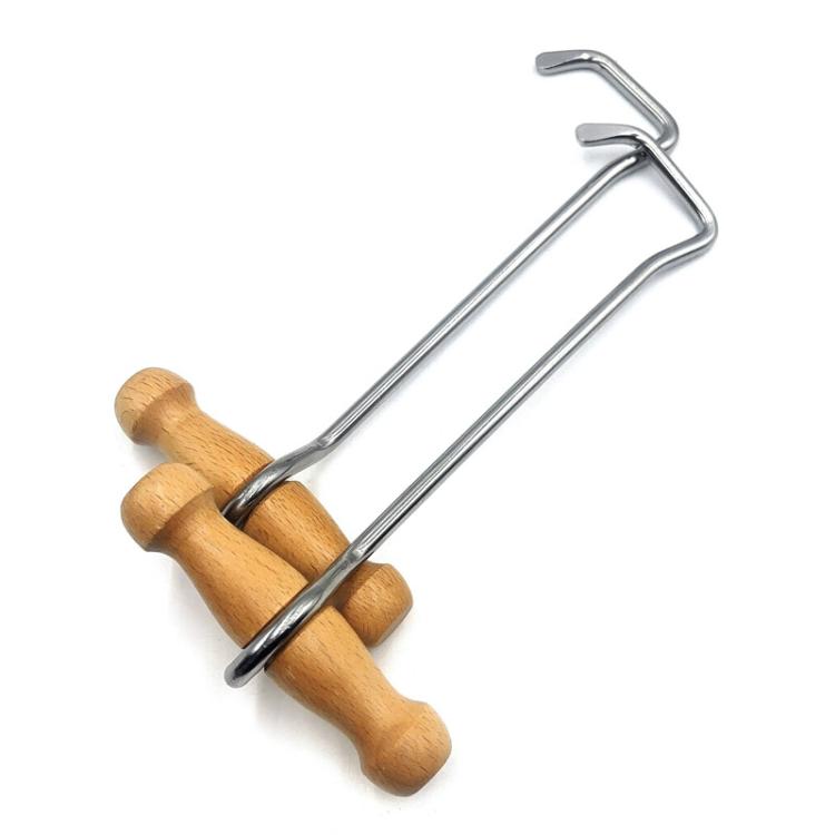 Wood-Handled Cowboy Boot Hook Stainless Steel Boot Horn, 21cm, 36cm
