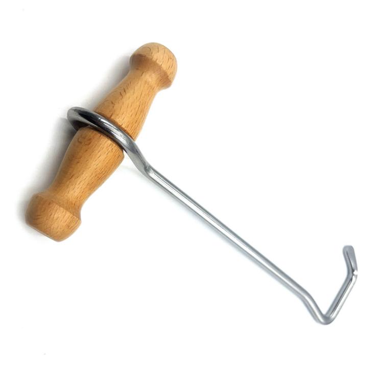 Wood-Handled Cowboy Boot Hook Stainless Steel Boot Horn, 21cm, 36cm