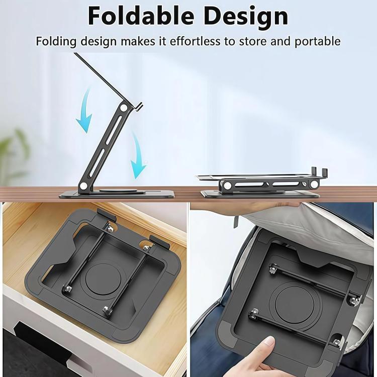 360 Degree Rotating Foldable Height Adjustable Ventilated Metal Computer Stand, NH-02Pro