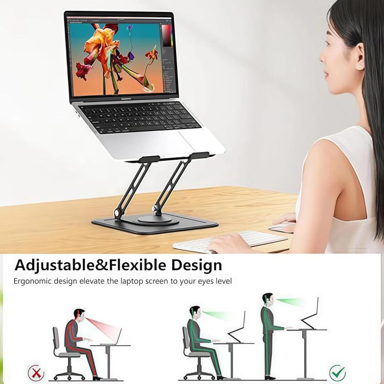 360 Degree Rotating Foldable Height Adjustable Ventilated Metal Computer Stand, NH-02Pro