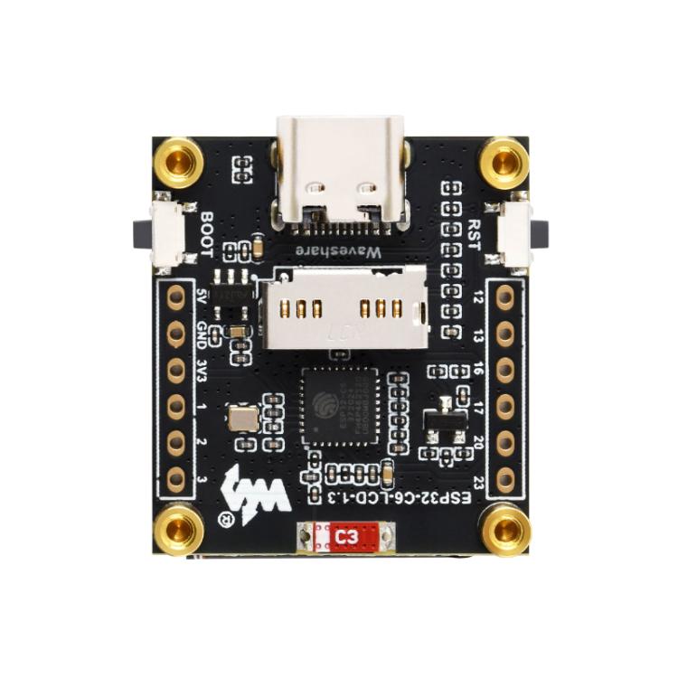 WAVESHARE ESP32-C6 1.3-Inch LCD Display Development Board, Without Pin Header, With Soldered Pin Header