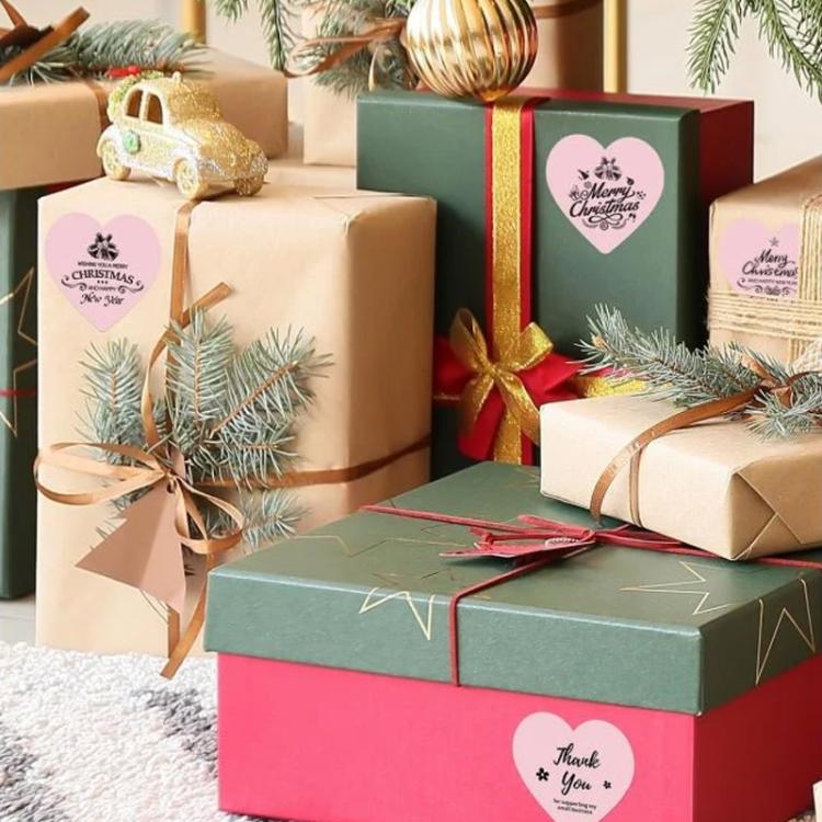 Phomemo 3-Inch 500pcs Thermal Labels For PM241-BT/PM246S/D520-BT Printer, White Bottom Blue Text, Pink Bottom Black Text, Mixed Dyes