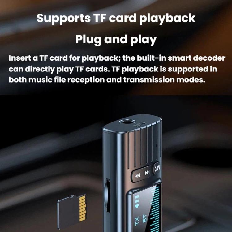 GT72 Bluetooth 5.4 Audio Adapter With Digital Display Portable Receiver & Transmitter, GT72
