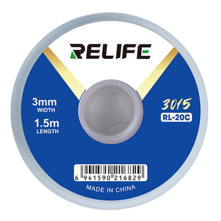 RELIFE RL-20C PCB Solder Cleaning Corrosion-Resistant Solder Removal Tape, 1.5mm x 1.5m, 2mm x 1.5m, 2.5mm x 1.5m, 3mm x 1.5m, 3.5mm x 1.5m