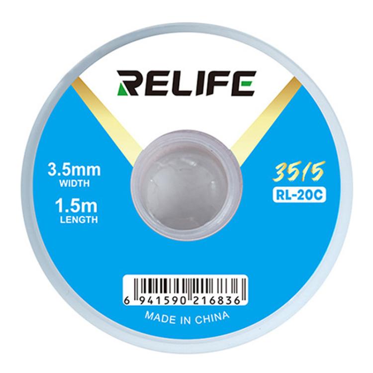 RELIFE RL-20C PCB Solder Cleaning Corrosion-Resistant Solder Removal Tape, 1.5mm x 1.5m, 2mm x 1.5m, 2.5mm x 1.5m, 3mm x 1.5m, 3.5mm x 1.5m