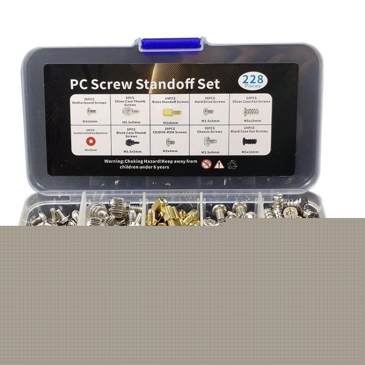 228pcs Computer Case Screw Set PC Mounting Screws Kit For Hard Drive, Motherboard, 228pcs /Set