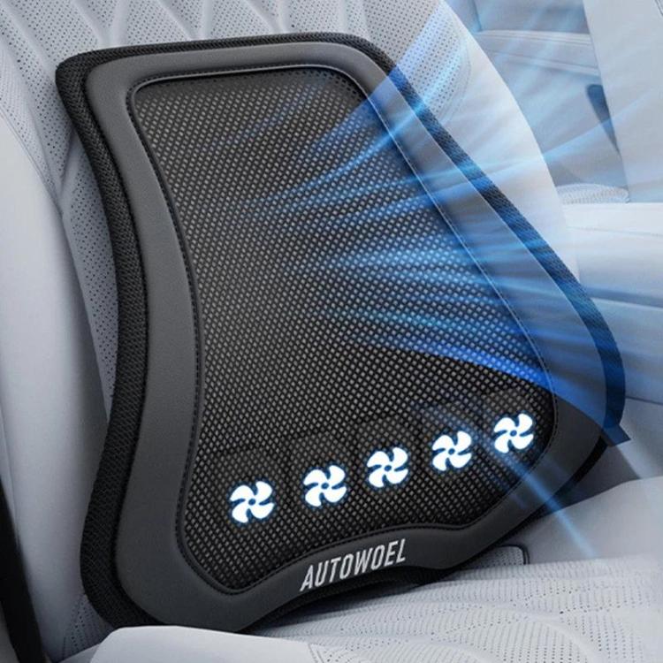 AUTOWOEL Universal Car Ventilated Lumbar Support Portable Car Seat Back Cushion, Without Fan Grey, Without Fan Blue, With Fan Grey, With Fan Blue