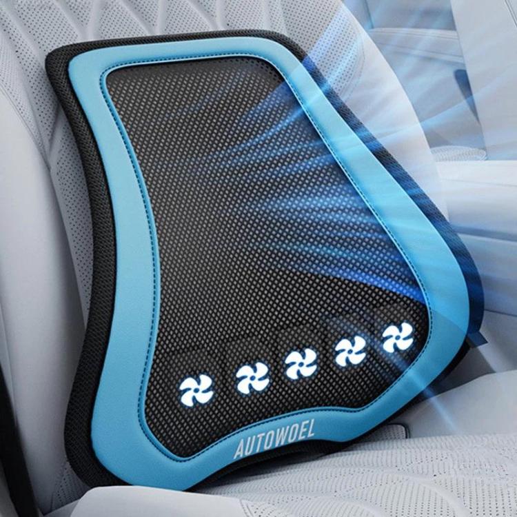 AUTOWOEL Universal Car Ventilated Lumbar Support Portable Car Seat Back Cushion, Without Fan Grey, Without Fan Blue, With Fan Grey, With Fan Blue