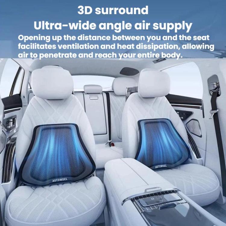 AUTOWOEL Universal Car Ventilated Lumbar Support Portable Car Seat Back Cushion, Without Fan Grey, Without Fan Blue, With Fan Grey, With Fan Blue