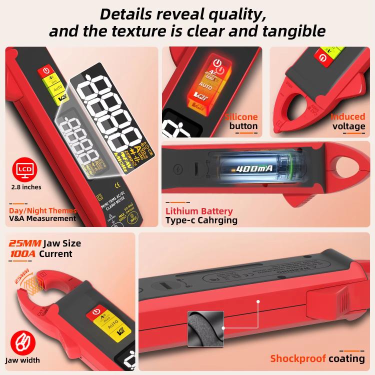 High Precision Smart Clamp Meter AC/DC 100A 6000-Count Multimeter, UX1