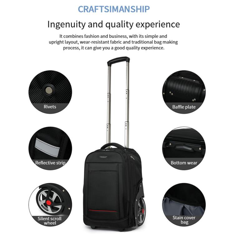 20 Inch Carry-On Trolley Backpack Large Capacity Waterproof Oxford Travel Duffle Bag With Wheels & TSA Lock