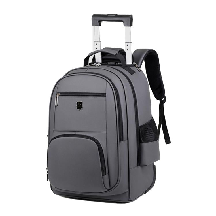 Large Capacity Wheeled Backpack for Men Carry-On Trolley Laptop Backpack with Hidden Shoulder Straps