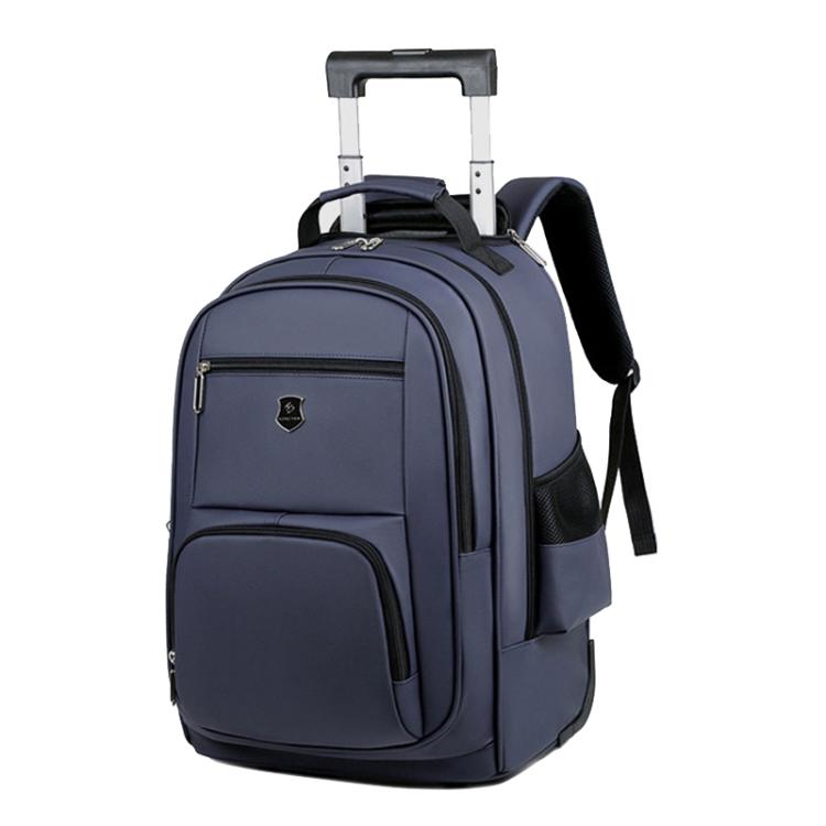 Large Capacity Wheeled Backpack for Men Carry-On Trolley Laptop Backpack with Hidden Shoulder Straps