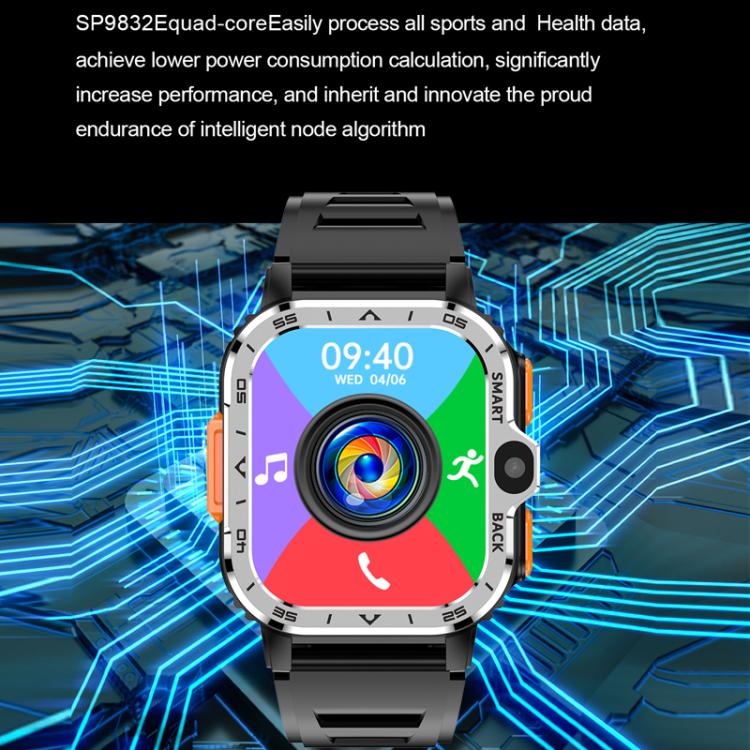 Eurasian African Versions 4G SIM Card Slot Rugged Sports Smartwatch With Google Play Store, Black 2+16G, Silver 2+16G, Black 4+64G, Silver 4+64G