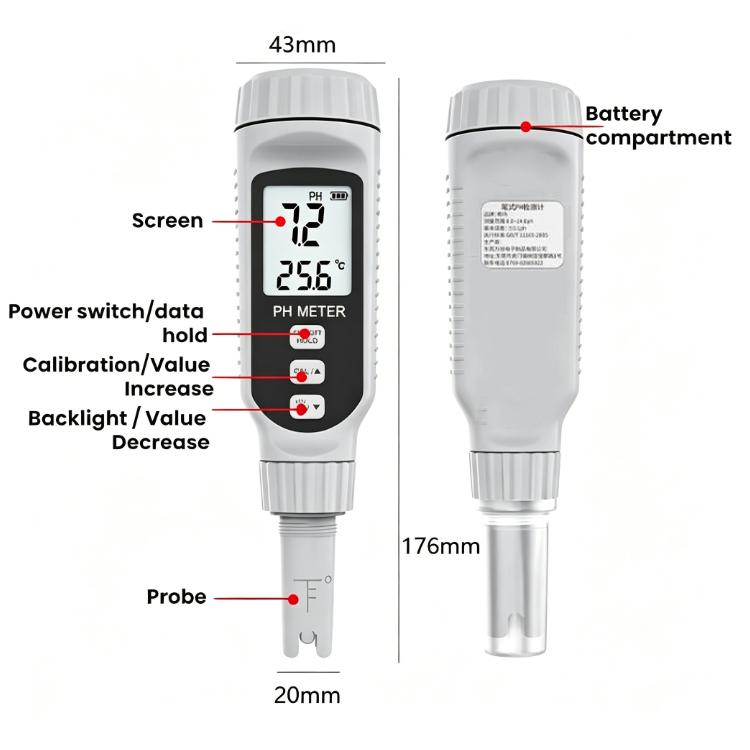 SMART SENSOR Aquarium Digital Display Pen Type Water PH Tester, PH808S