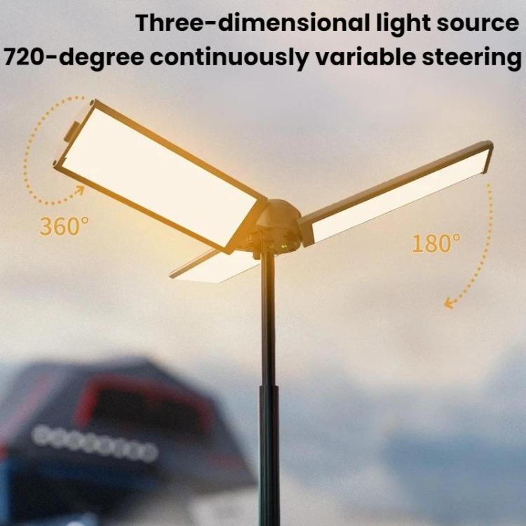 720 Degree Rotating Folding Outdoor Camping Lamp With Three-Leaf LED Blade