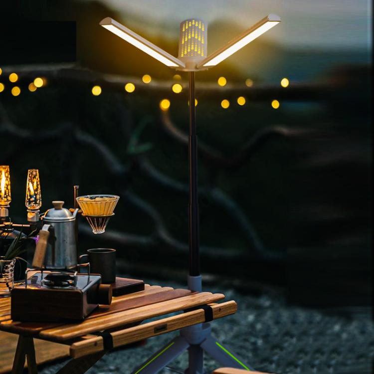 720 Degree Rotating Folding Outdoor Camping Lamp With Three-Leaf LED Blade
