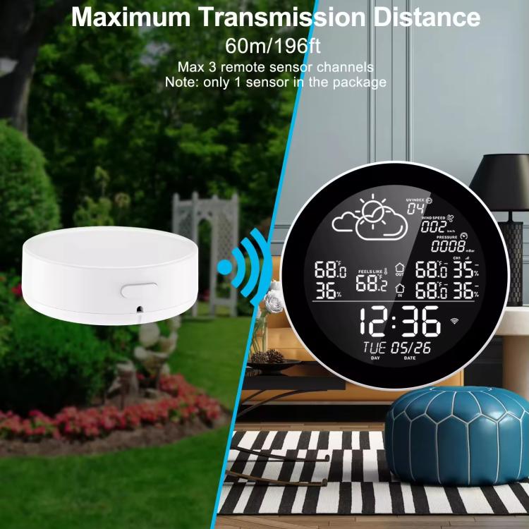 Smart WiFi Weather Station Clock Compatible With Tuya Smart Life Wireless Indoor Outdoor Thermometer Hygrometer, 1-to-1, 1-to-3