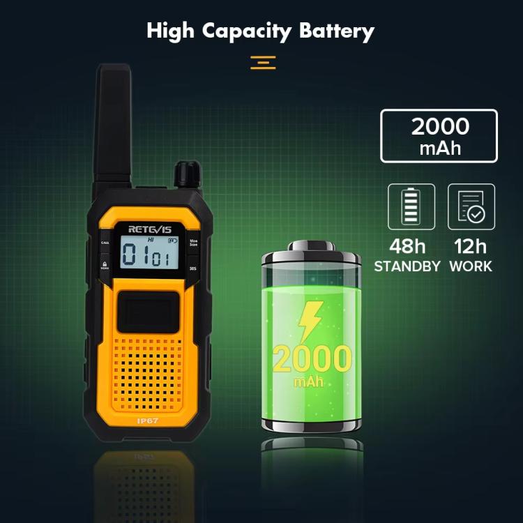 1pair Heavy-Duty IP67 Waterproof Dual PTT Outdoor Shock-Resistant Walkie Talkies, RETEVIS RB48 FRS, RETEVIS RB648 PMR446