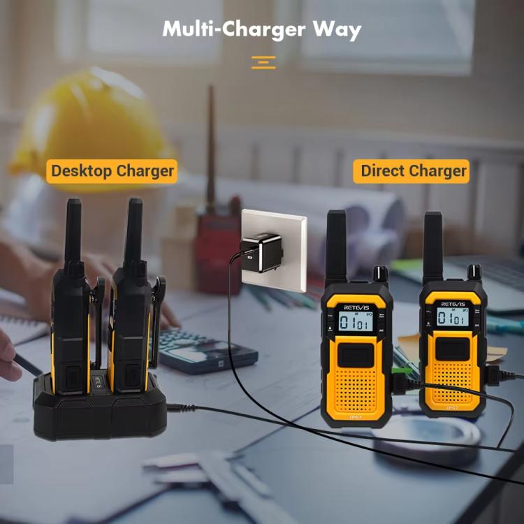 1pair Heavy-Duty IP67 Waterproof Dual PTT Outdoor Shock-Resistant Walkie Talkies, RETEVIS RB48 FRS, RETEVIS RB648 PMR446