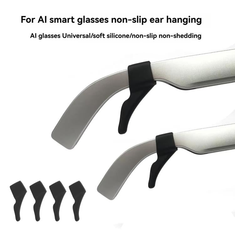 4pcs /Set Silicone Anti-Slip Ear Hooks for AI Smart Glasses Universal Comfort Eyeglass Ear Grips for Meta Ray-Ban, Xreal, Thunderbird