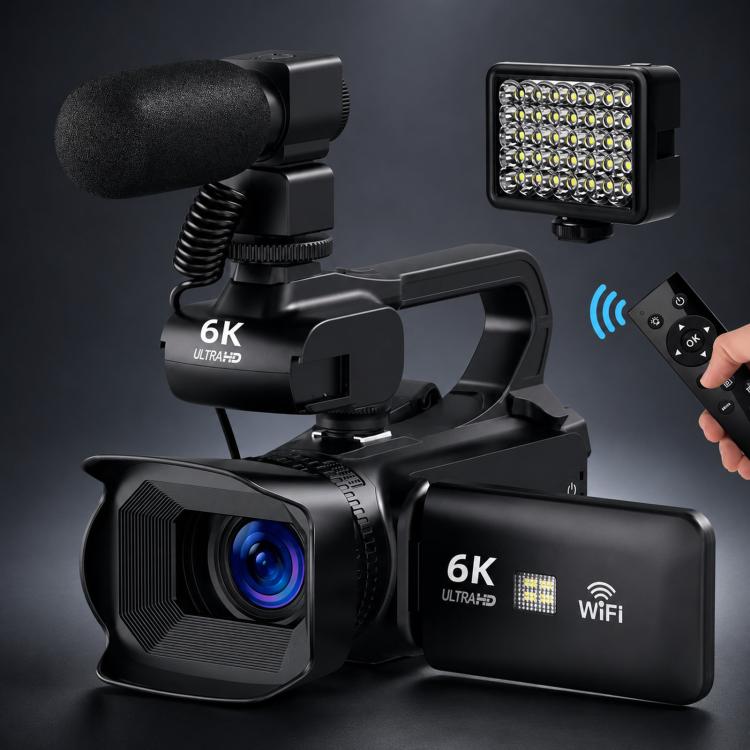 64MP 6K 18X Digital Zoom Camcorder Video Camera With 4-Inch Touch Screen, Microphone & LED Light, 32G, 64G, 128G, 256G