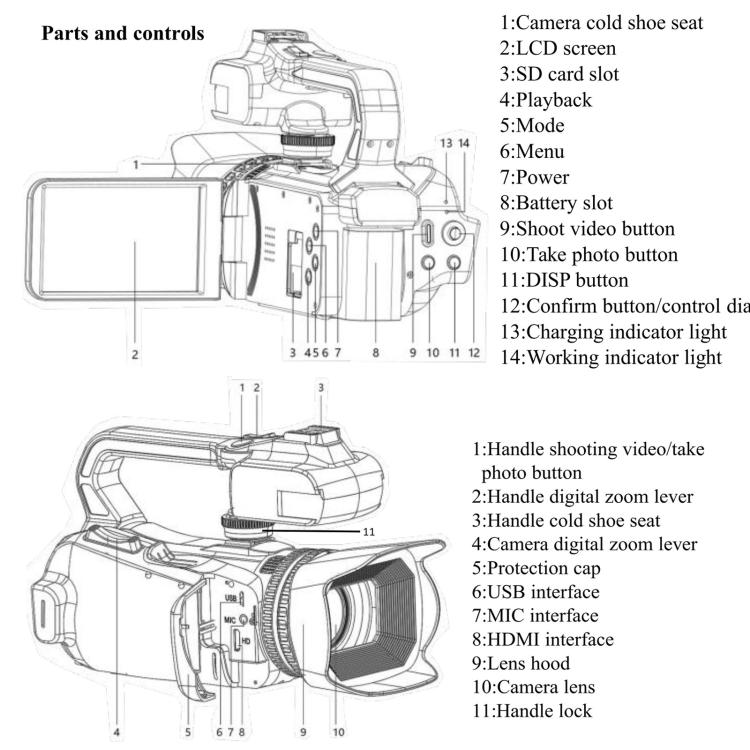 64MP 6K 18X Digital Zoom Camcorder Video Camera With 4-Inch Touch Screen, Microphone & LED Light, 32G, 64G, 128G, 256G