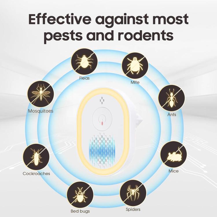 Intelligent Ultrasonic Mosquito Repellent Lamp, Household Silent Repeller For Mice, Insects & Cockroaches, US Plug