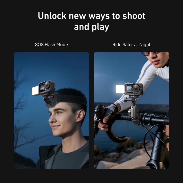 For DJI Action 5 Pro/4/3 TELESIN Quick-Release Mini Vlog Fill Light, IPX5 Waterproof Magnetic LED Video Light With 3 Color Temps, For DJI Action 5 Pro/4/3