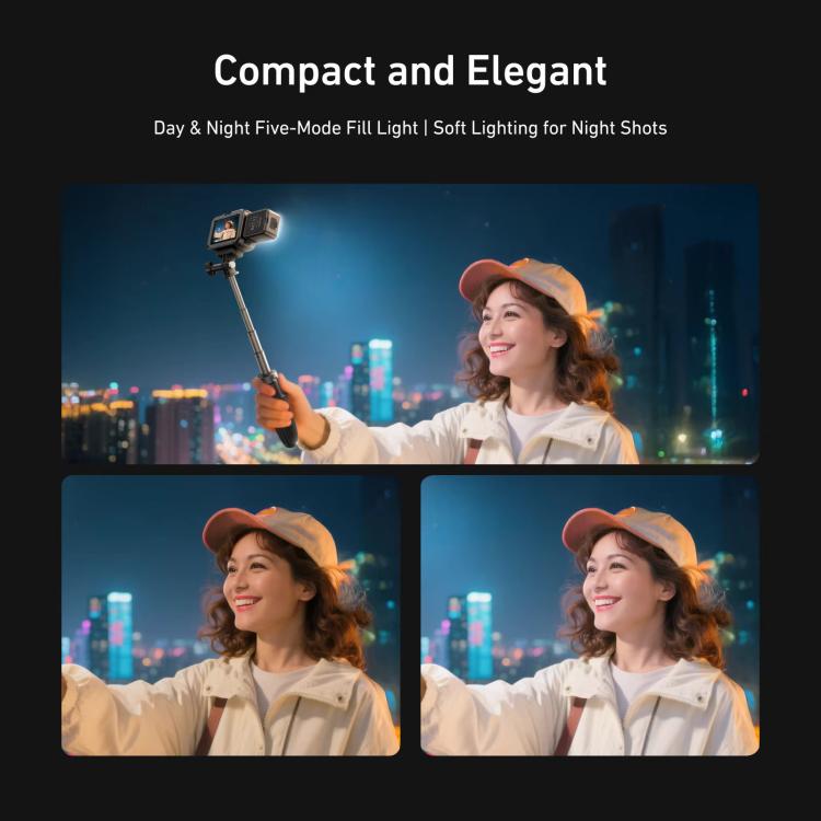For DJI Action 5 Pro/4/3 TELESIN Quick-Release Mini Vlog Fill Light, IPX5 Waterproof Magnetic LED Video Light With 3 Color Temps, For DJI Action 5 Pro/4/3