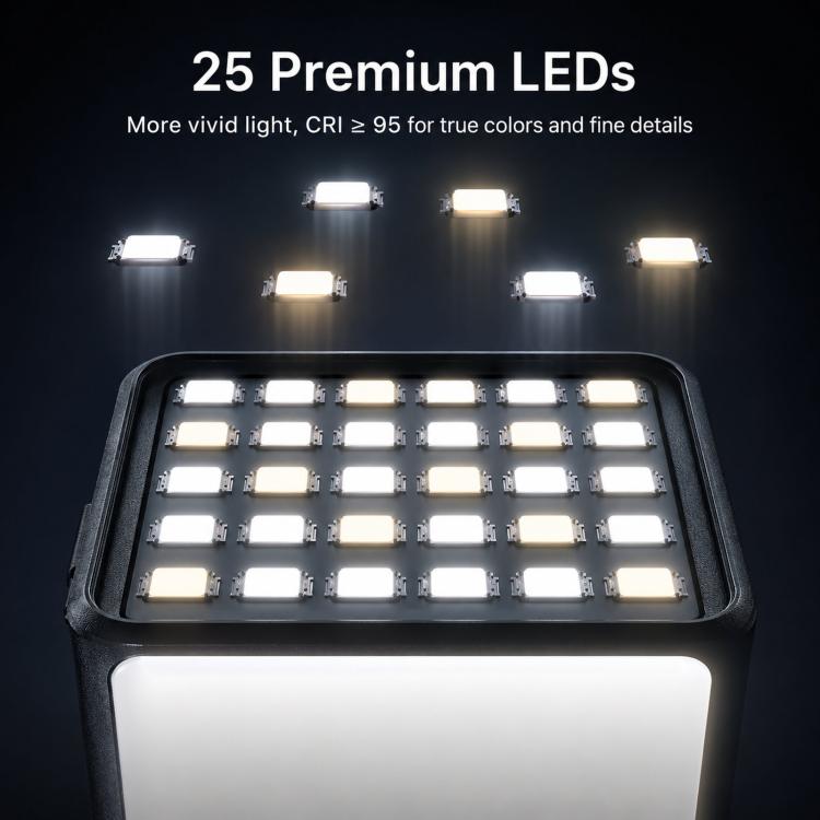 For DJI Action 5 Pro/4/3 TELESIN Quick-Release Mini Vlog Fill Light, IPX5 Waterproof Magnetic LED Video Light With 3 Color Temps, For DJI Action 5 Pro/4/3