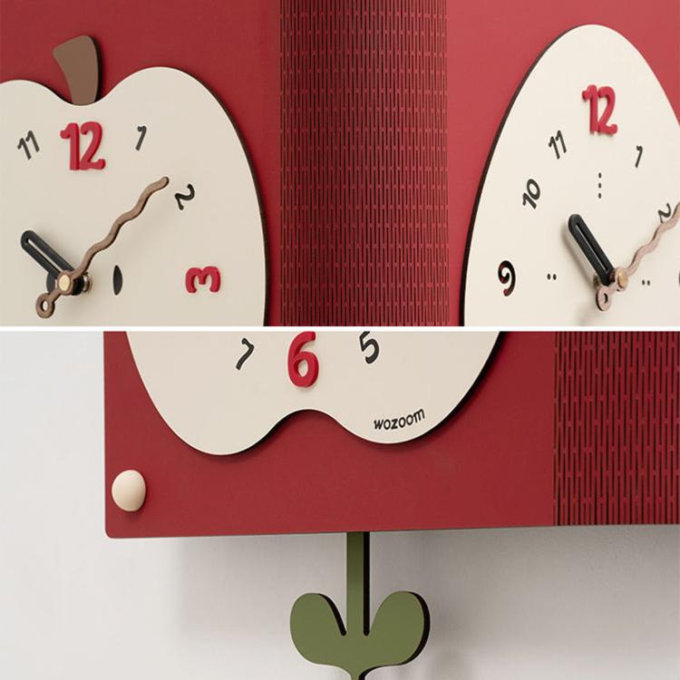 wozoom Living Room Minimalist Double-Sided Wall Clock Corner Decorative Clock, Red Medium, Red Large, Beige Large