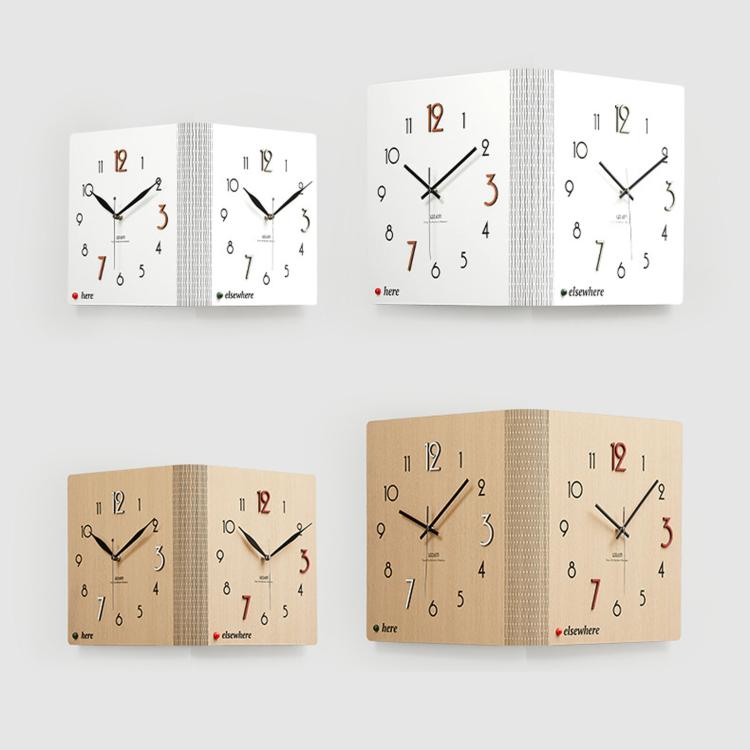 wozoom Double-Sided Corner Wall Clock Simple Decorative Clock For Living Room Corners, White Medium, White Large, Woodgrain Brown Medium, Woodgrain Brown Large