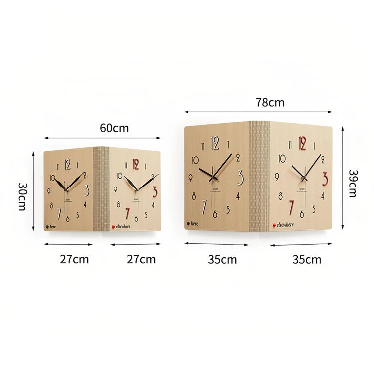 wozoom Double-Sided Corner Wall Clock Simple Decorative Clock For Living Room Corners, White Medium, White Large, Woodgrain Brown Medium, Woodgrain Brown Large