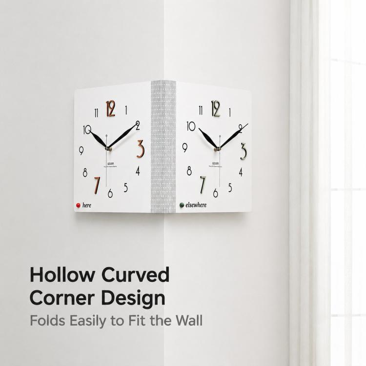wozoom Double-Sided Corner Wall Clock Simple Decorative Clock For Living Room Corners, White Medium, White Large, Woodgrain Brown Medium, Woodgrain Brown Large