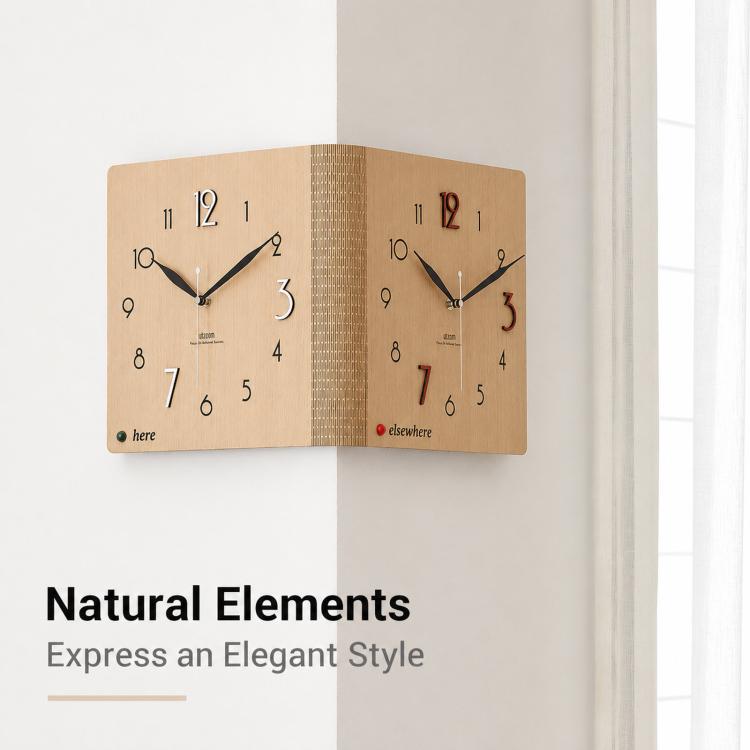 wozoom Double-Sided Corner Wall Clock Simple Decorative Clock For Living Room Corners, White Medium, White Large, Woodgrain Brown Medium, Woodgrain Brown Large