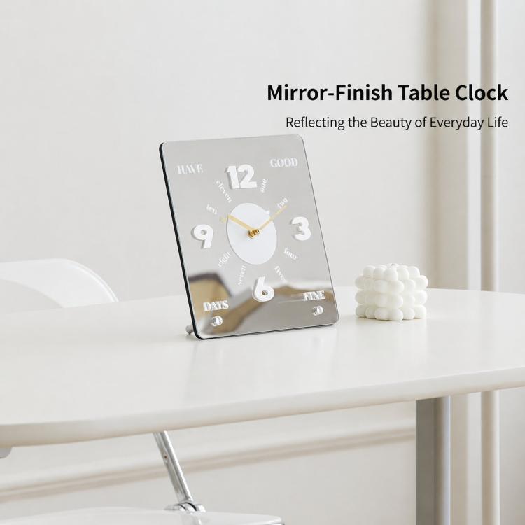 wozoom Modern Minimalist Desk Clock  Acrylic Mirror Table Clock With Silent Non-Ticking Quartz Movement