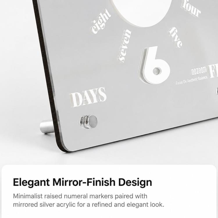 wozoom Modern Minimalist Desk Clock  Acrylic Mirror Table Clock With Silent Non-Ticking Quartz Movement