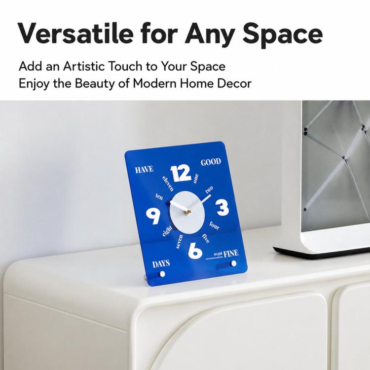 wozoom Modern Minimalist Desk Clock  Acrylic Mirror Table Clock With Silent Non-Ticking Quartz Movement