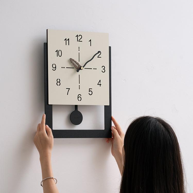 wozoom Minimalist Home Wall Clock Background Wall Decorative Clock, Cream White Standard, Cream White Swing, Pearl White Swing