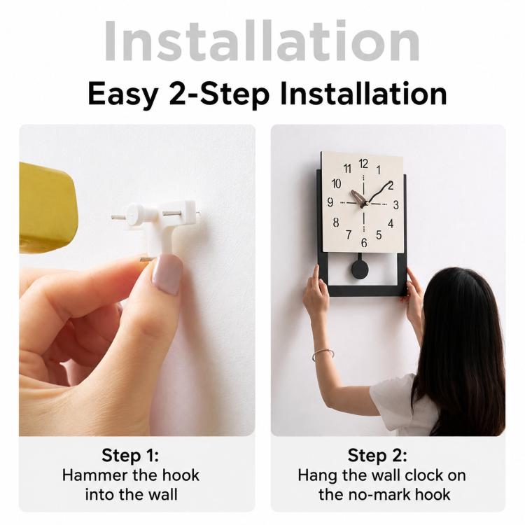 wozoom Minimalist Home Wall Clock Background Wall Decorative Clock, Cream White Standard, Cream White Swing, Pearl White Swing