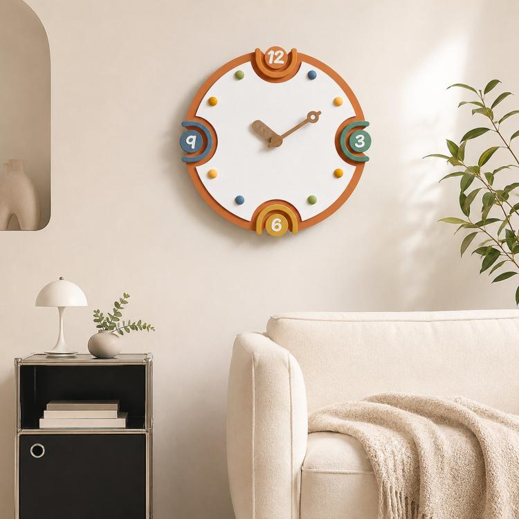 wozoom Modern Cream Style Wall Clock Colorful Wood Silent Non Ticking Decorative Clock
