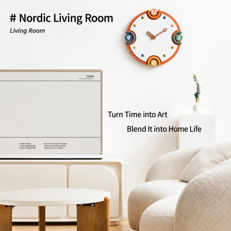 wozoom Modern Cream Style Wall Clock Colorful Wood Silent Non Ticking Decorative Clock