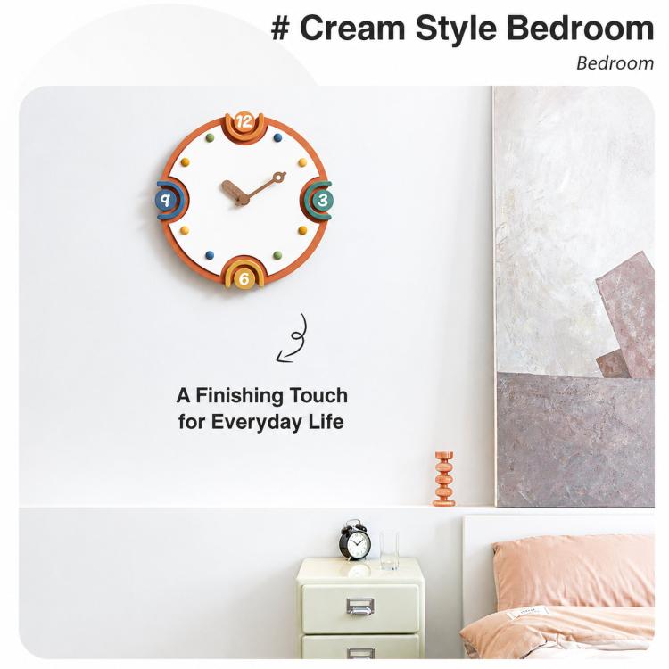 wozoom Modern Cream Style Wall Clock Colorful Wood Silent Non Ticking Decorative Clock