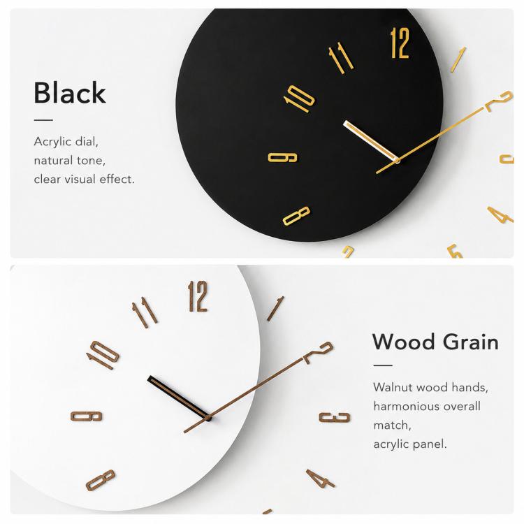 wozoom Living Room Modern Minimalist Wood Silent Decorative Clock
