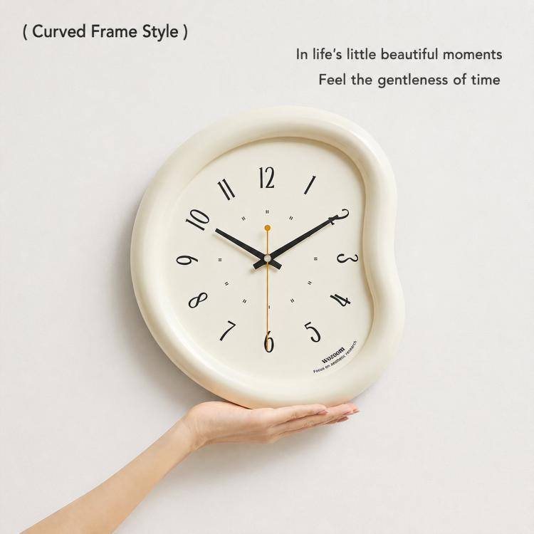 wozoom Living Room Modern Art Wall Clock Minimalist Cream Style Silent Decorative Clock, Flat Black, Framed Cream White, Framed Cream Brown, Framed Black, Dust-proof Cream White, Dust-proof Cream Brown, Dust-proof Black