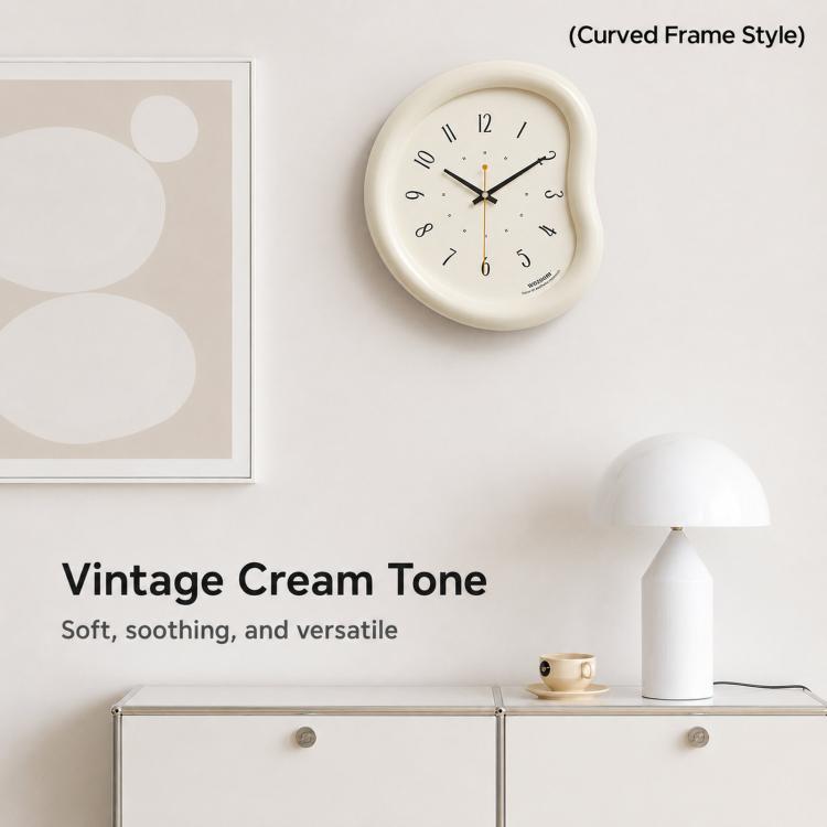 wozoom Living Room Modern Art Wall Clock Minimalist Cream Style Silent Decorative Clock, Flat Black, Framed Cream White, Framed Cream Brown, Framed Black, Dust-proof Cream White, Dust-proof Cream Brown, Dust-proof Black
